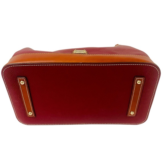 Dooney & Bourke Pebble Grain Maroon Leather Satchel Shoulder Bag Strap Dust Bag - Picture 3 of 5